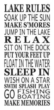 STENCIL Subway/Typography**LAKE RULES** #2 Large 12" x 24" for Signs Primitive