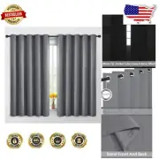Elegant Grey Blackout Curtains - Thermal Insulated Grommet Top Panels, Set of 2