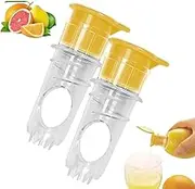 2 PCS Lemon Squeezer, Screw-Top Lime Mini Squeezer, Manual Juice Extractor with Built-In Filter, Portable Orange Citrus Press with Leakproof Lid for Seasoning Cooking, Cocktails (Yellow 2PCS)