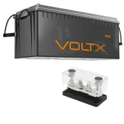 1* VoltX 12V 300Ah Lithium Battery LiFePO4 1* 4 GANG 300A M8 Bus Bar 12V Black