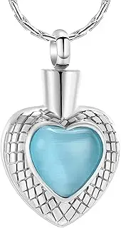 DOTUIARG Love Heart Cremation Necklace for Ashes - Stainless Steel Zircon Pendant Urn Jewelry Keepsake Human Pet Ash Holder Memorial