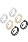 (6) Gold Silver & Black Tiny Double Hoop Nose Lip Ring Spiral Body Jewelry