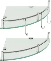Bathroom Shelves, Glass Shelf Wall Mounted Floating Glass Corner Shower Shelf wi