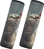 GAIREG Cute Cat with Red Bug on Nose Seatbelt Pad Cover Adult Seatbelt Pad