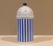 Ceramic Blue and White Striped Design Parmesan Cheese Shaker