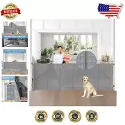 Reinforced 75-Inch Retractable Child and Pet Gate with Easy One-Handed Operation