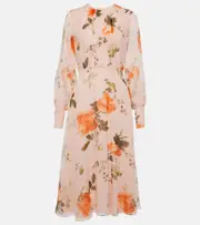 [Erdem] Erdem Floral silk midi dress AU 16 multicoloured