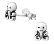Kids Silver Octopus Stud Earrings