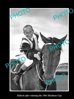 OLD LARGE HISTORIC PHOTO TULLOCH WINNING THE BRISBANE CUP c1961 GEORGE MOORE