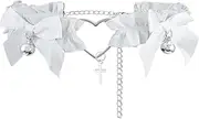[Miaband] Black Heart Thigh Garter Cross Lace Harness Elastic Gothic Leg Ring Halloween Cosplay Accessory for Women