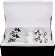 Christian Lacroix X Vista Butterfly Parade Espresso/Coffee Cups & Saucers Set/2