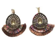 women earrings Boho Dangle Rhinestones Beaded And Silk Threads Multicolor