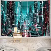 bzwcbei Cyberpunk Tapestry, Japanese Anime Gamer Tapestry Wall Hanging for Bedroom, Large Futuristic Furniture City Neon Gaming Tapestries Poster Blanket College Dorm Home Decor 60X40Inches