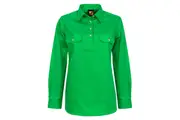Workcraft Ladies 1/2 Button Cotton Shirt WSL505 - Electric Green