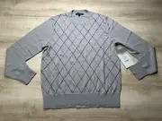 Brooks Brothers Mens Sweater M Grey Raker Crew Neck Pullover Merino Wool $129