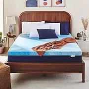 Sleep Innovations 3 Inch Cooling Gel Infused Memory Foam Mattress Topper, Full Size, Cool Comfort, Medium Support Blue