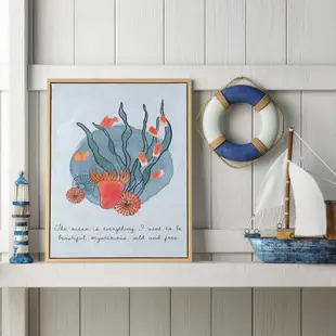 珊瑚與魚群I - 手繪珊瑚魚掛畫/水彩/海洋掛畫/兒童房裝飾/菠蘿選畫所