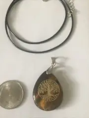 Golden Tiger Eye tree of life pendant