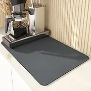 Coffee Mat Hide Stain Rubber Backed Absorbent Dish Drying Mat for Kitchen Counter-Coffee Bar Accessories Fit Under Coffee Maker Coffee Machine Coffee Pot Espresso Machine Dish Rack (50 x 60cm, Black)