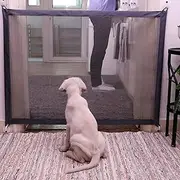 Dog Safety Gate Pet Safe Mesh Fence Portable Folding Baby Safety Gate Install Anywhere 110 * 72Cm Black 110 * 72Cm