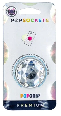 Popsockets Premium Disco Crystal Clear Silver PopSocket Pop Socket PopGrip