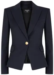 Balmain Wool Blazer - Navy - 12 12