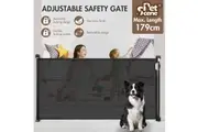 Retractable Baby Gate Pet Safety Fence Dog Safe Guard Enclosure Stair Security Barrier Mesh Indoor Outdoor 179cm Black