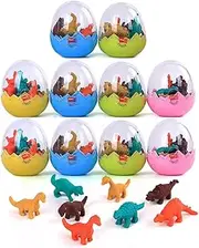 10 Pcs Dinosaur Erasers with Eggs, Mini Cute Dino Erasers Bulk for School Classroom Rewards Easter Basket Stuffers Fillers (Dinosaur)