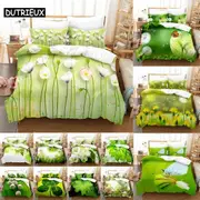 a1088 Bed Sheets Green Duvet Cover Set Double Bed Quilt Cover Floral Leaves Bedding Sets X pcs 3pcs Thin 3-Piece Bedding Set (1 Duvet Cover + 2 Pi