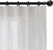 CHEFRU White Pinch Pleated Window Sheer Curtains 120 Inches Long 2 Panels, Gently Filter Light See Through Vertical Stripe Semi Sheer Window Panels Drapes, 42" W x 120" L x2