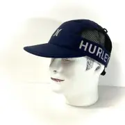 New HURLEY RUNNING HAT five 5 panel NAVY BLUE breathable mesh REFLECTIVE adult