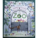 惜物出售）二手翻翻書，PEEP INSIDE ZOO，英國 USBORNE 認知翻翻遊戲書