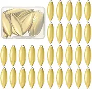 uxcell Fishing Lure Blades, 40 Pack 1.6" x 0.5" Fishing Spinner Baits Willowleaf Lure Spinner Lure Making Part with Plastic Storage Box for Bait Fishing Accessories, Gold Tone