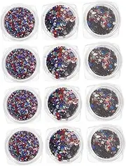 HONITANO 12 Sets of Delicate Sequin Nail Stickers Manicure Art Glitters for Parties Festivals