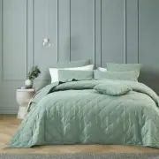 Bianca Barclay Coverlet Queen/King Bed Olive w/ Pillowcase Room/Home Bedding Set