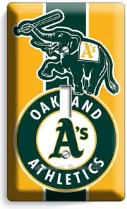 OAKLAND ATHLETICS BASEBALL TEAM SINGLE LIGHT SWITCH WALL PLATE COVER BOYS ROOM
