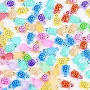 Summer Nail Charm 200Pcs Mini Resin Turtles, Mixed Color Glow in The Dark Summer Nail Charm, 3D Animal Rhinestones for Gift DIY Craft Decoration