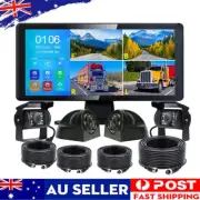 10.36 in. IPS Touch Screen Quad Monitor DVR Rear View Reversing 4 Camera Kit 4CH
