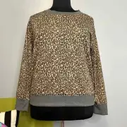Splendid Lively Leopard Animal Print Long Sleeve Top NEW XXL
