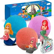 Bath Bombs Set for Kids with Toys Inside - Surprise Mermaid High Quolity Toys for Girls in Each Fizzy Bath Ball + Bonus - Handmade in USA