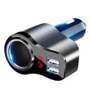 3 In 1 USB Digital DisPlay Car Charger Multi USB Cigarette Lighter Adapter