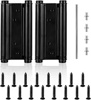 2pcs Double Action Spring Hinges, Stainless Steel Automatic Closing Double Action Spring Hinges with Screws Adjustment Rod Fixing Bolt Door Hinges for Saloon Cafe Bar(Black)
