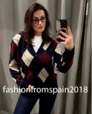 ZARA NEW WOMAN DIAMOND WOOL JACKET CARDIGAN NAVY BLUE S,M,L 5755/006/401