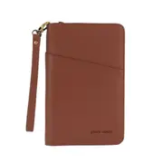 Pierre Cardin Italian Leather Mens Passport Wallet RFID Protected - Brown