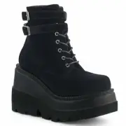 Demonia Shaker-52 Gothic Cyber Punk Platform Velvet Boots