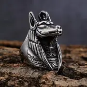 Mens Egypt Egyptian Pyramid Pharaoh Anubis Ring Stainless Steel Size 7-15 Gift