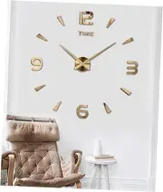 Large DIY Wall Clock Kit, 3D Modern Frameless Wall Clock with Mirror Gold