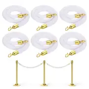 4 Feet White Velvet Stanchion Rope, 6 Pack Crowd Control Barrier Rope, Golden