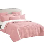 Vintage Stone Wash Bedspread Comforter Sets Coverlet Pink - 7pcs