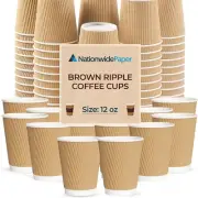 Ripple Takeaway Paper Coffee Cups without Lids - [30 Cups, 12 OZ] - Ideal for Te